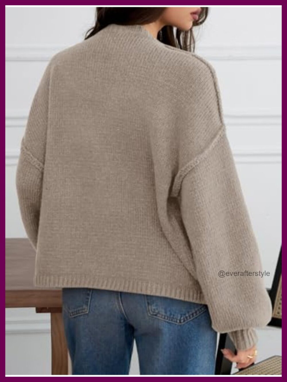 Oversized Button Up Cardigan Long Lantern Sleeve Chunky Knit Soft Fall Sweater - Picture 4 of 6